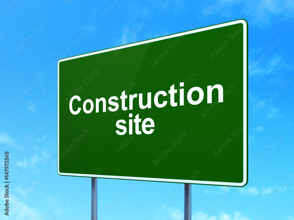Construction concept: Construction Site on road sign background Construction concept: Construction Site on road sign background
