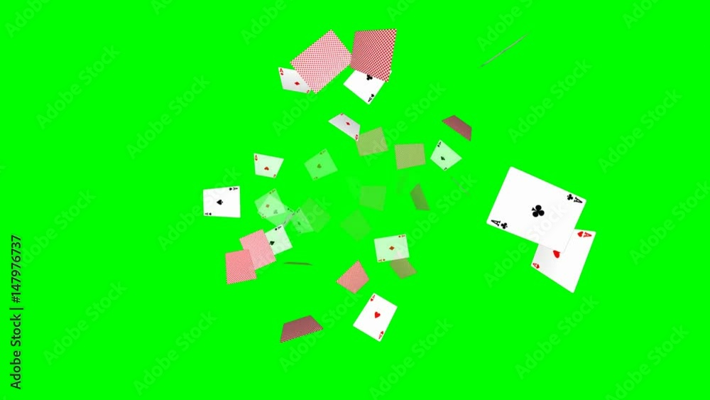 Flying poker cards background - loop, green screen, 4 aces
Flying poker cards background - loop, green screen, 4 aces