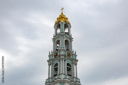 SERGIEV POSAD, RUSSIA - APRIL 26, 2017: Architecture of the ensemble of orthodox buildings of the Holy Trinity Saint-Sergius Lavra 