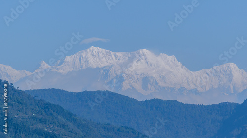 A view of kanchenjunga on a foggy weather.