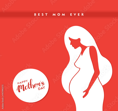 Fotografie, Obraz Happy mothers day pregnant mom illustration