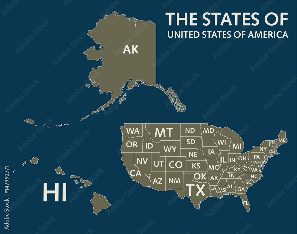 US map vector of all the states