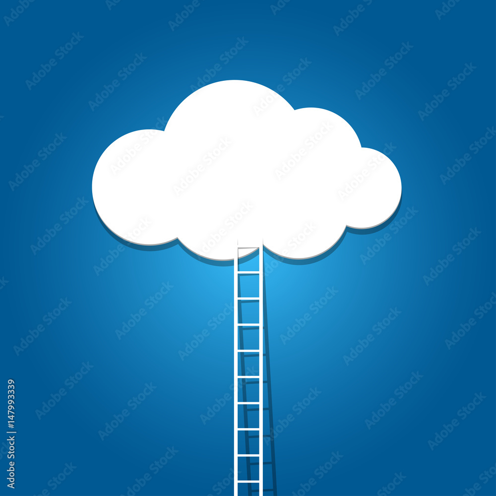 ladder to the clouds on blue background. ladder to the clouds on blue background.