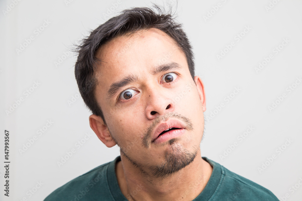 Fototapeta premium Extreme angry mustache asian man