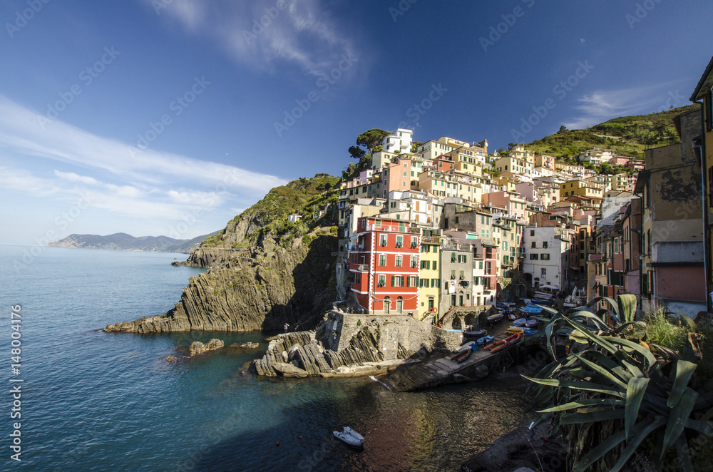 Italie, riomaggiore, cinque, terre, falaise, maison, village, pécheur, typique, traditionnel