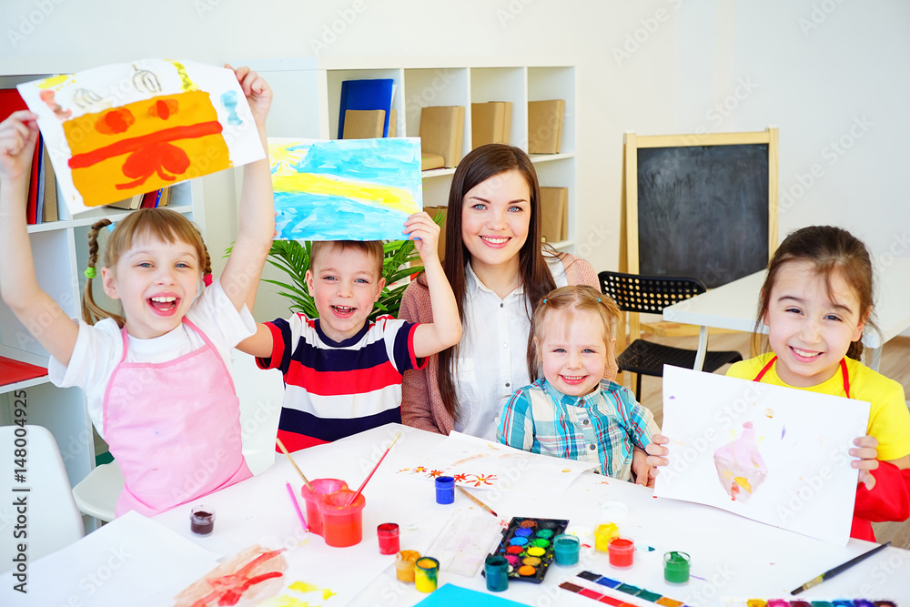 Fototapeta premium Art lesson in kindergarten
