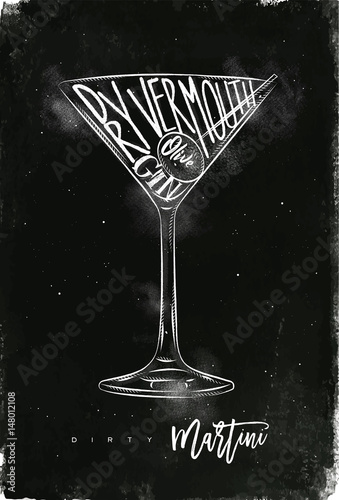 Dirty martini cocktail chalk