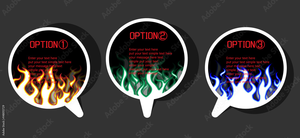 Comics circular in label sticker template with flames