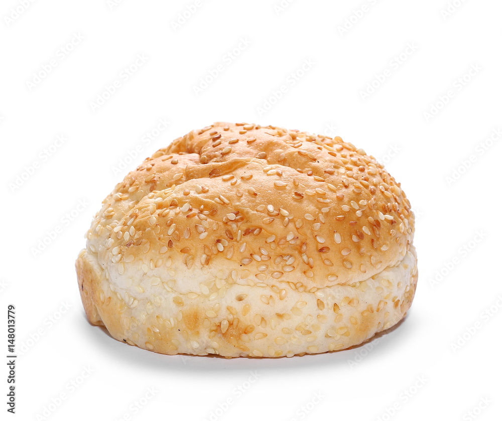 Burger bun with sesame isolated on white background Burger bun with sesame isolated on white background