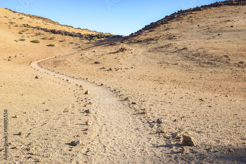 marked hiking trail on the volcano Teide, Tenerife