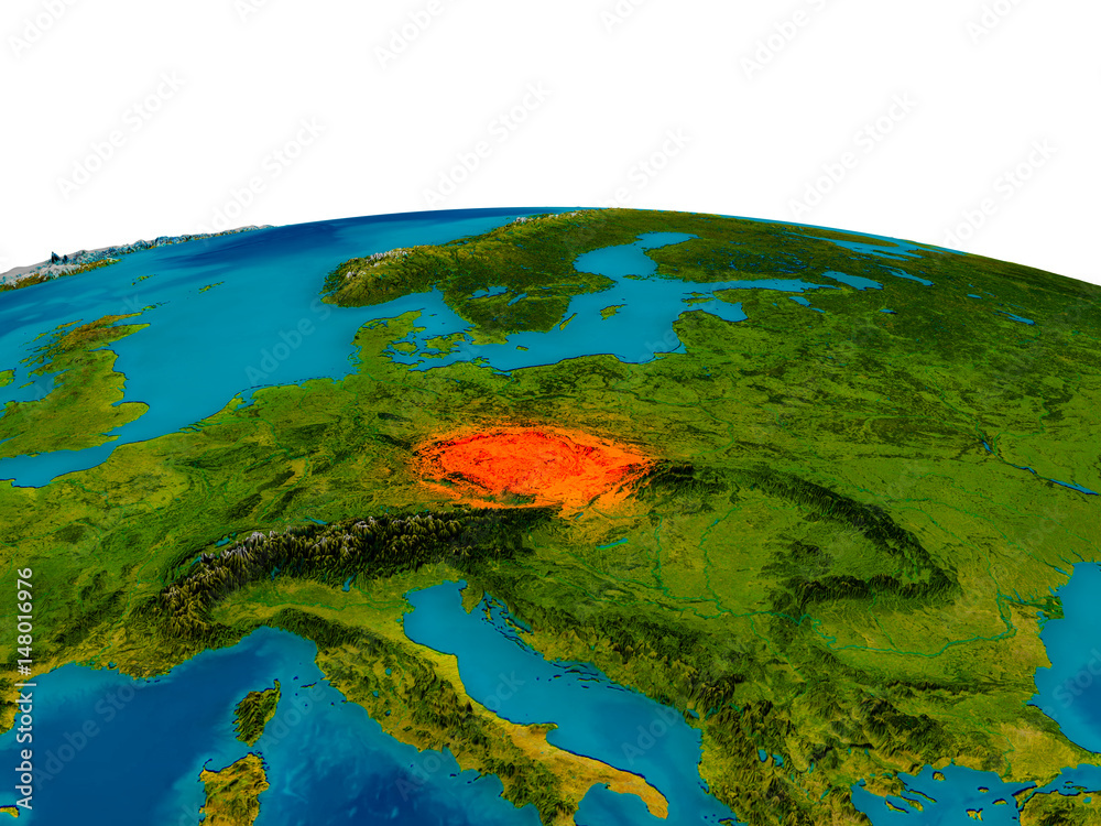 Czech republic on model of planet Earth