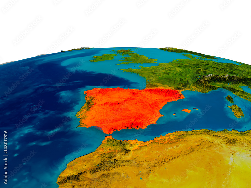 Spain on model of planet Earth