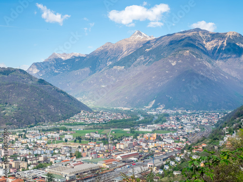 Bellinzona cityscape view and mountains