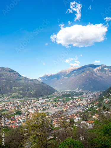 Bellinzona cityscape view and mountains © jeafish
