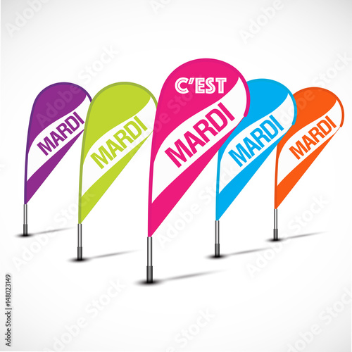 bannières flottantes multicolores : c'est mardi !
