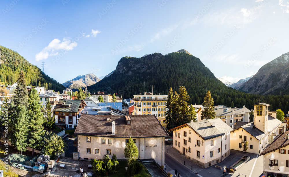 Obraz premium Panorama; Pontresina, Oberengadin, Graubünden, Schweiz