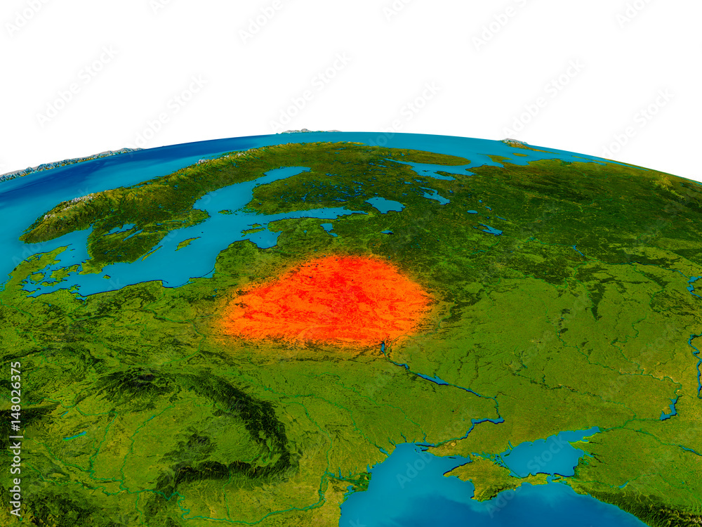 Belarus on model of planet Earth