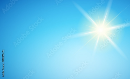 Blue sky with radiant sun - Background