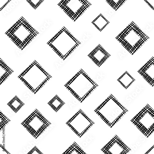 Seamless vector geometrical pattern with rhombus, squares, rectangles endless background with hand drawn textured geometric figures. Pastel Graphic illustration Template for wrapping, web backgrounds