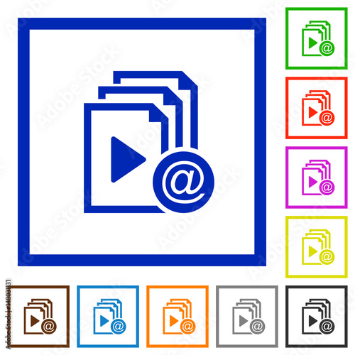 Send playlist via email flat framed icons