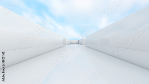 Abstract background white wall and sky 3d illustration