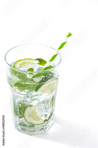 Mojito cocktail in glass isolated on white background 