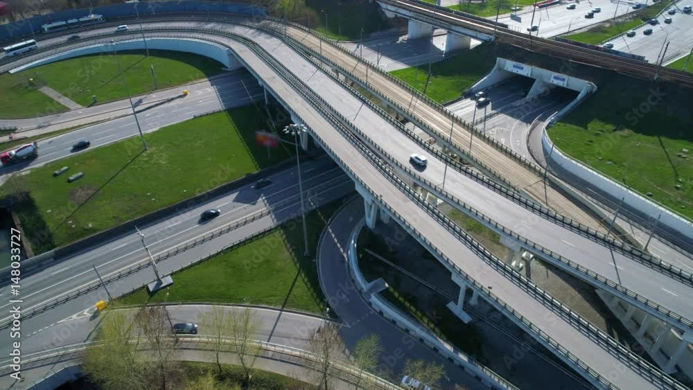 Aerial view of a freeway intersection Aerial view of a freeway intersection