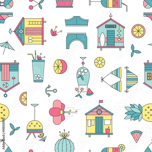 Summer beach seamless pattern