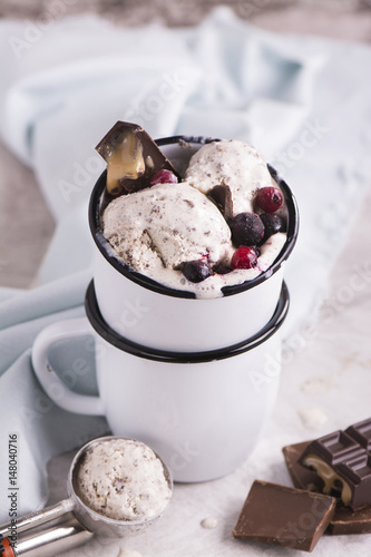 Homemade stracciatella ice cream photo