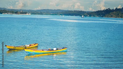 Two Yellow Boats at Shore, Port Blair, Andaman Islands © Vikram