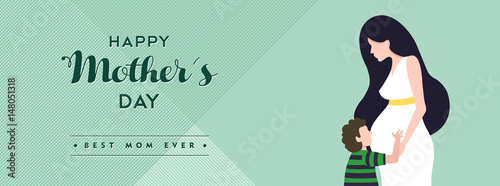 Happy mothers day pregnant mom banner illustration