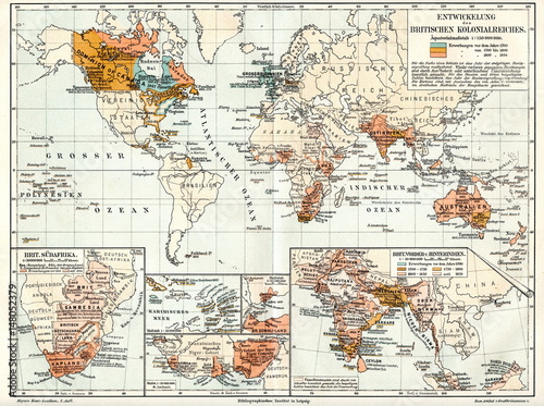 Development of British Empire (from Meyers Lexikon, 1895, 7/1028/1029) photo