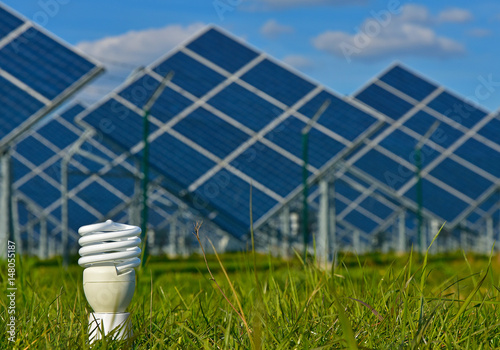 Green energy - energy saving fluorescent lamp and photovoltaic power plant