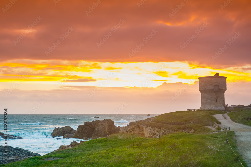 Sunrise on Atlantic coast in Le Croisic, Brittany, France