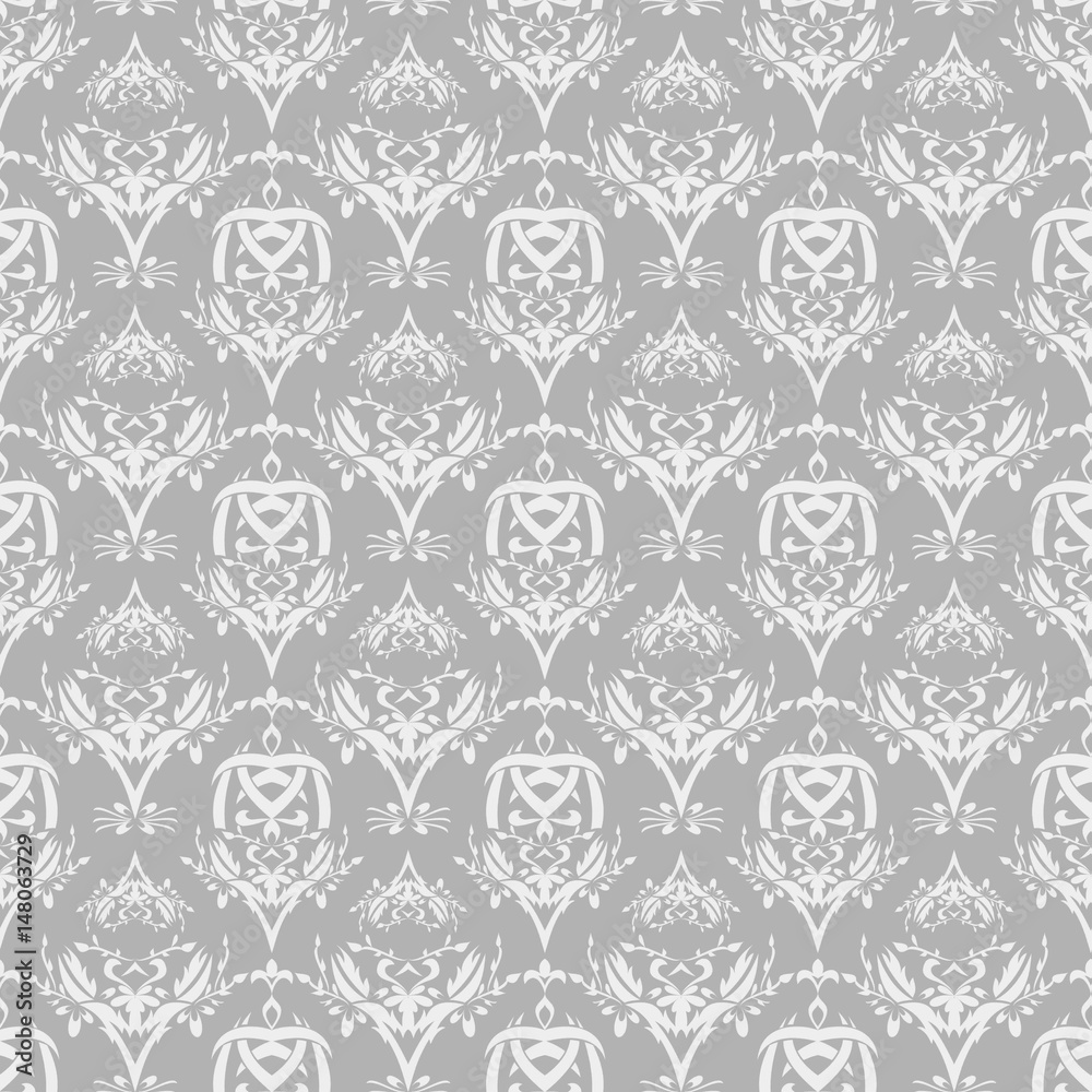 Seamless wallpaper with silver pattern exclusive wallpaper - obrazy, fototapety, plakaty 