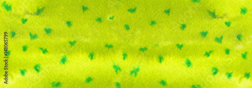 Seamless background pattern with lime green backdrop and emerald green polka dots painted in watercolor