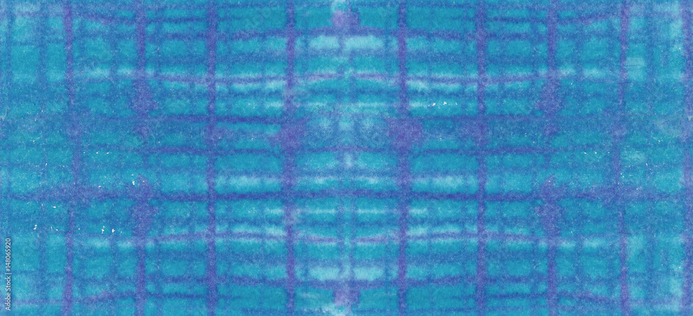 Seamless blue and purple plaid background pattern painted in watercolor