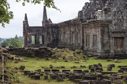 The ruins of Vat Phou (or Wat Phu) - Khmer Hindu temple complex in Champasak Province, southern Laos photo