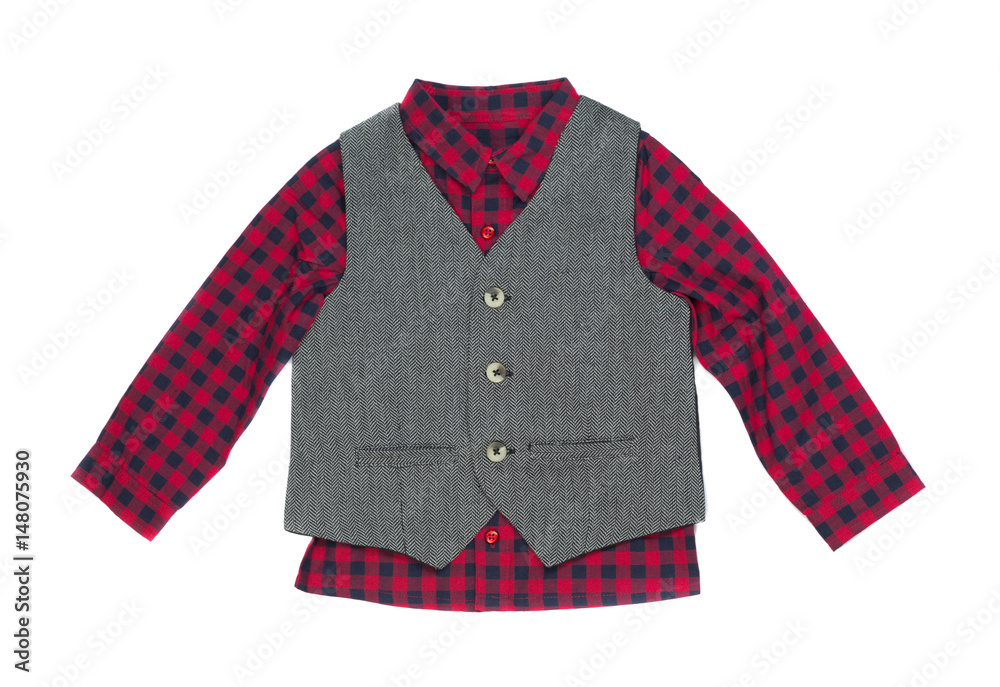 Obraz premium Plaid shirt with vest, isolate
