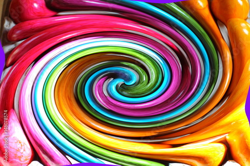 Distorted picture of rainbow colors. Abstract  rippled swirl background. Colorful fusion spectrum.