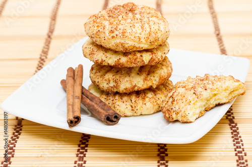 shortbread cookies with cinnamon close-up