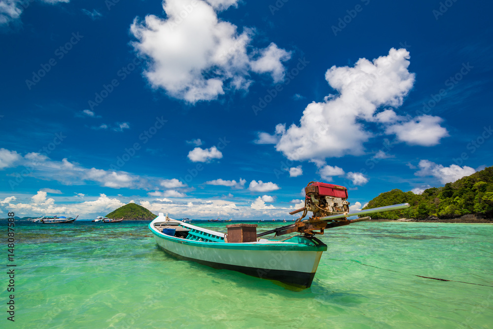 Boats and beautiful beaches Phuket Thailand