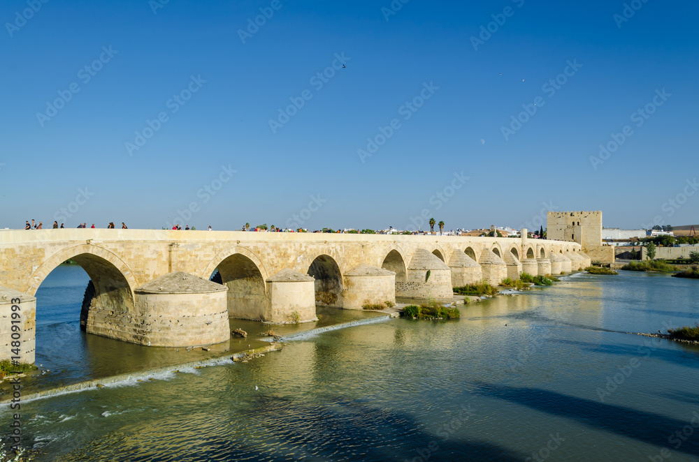 View of the Roman bridge and the river Guadalquivir, Cordoba, Spain View of the Roman bridge and the river Guadalquivir, Cordoba, Spain