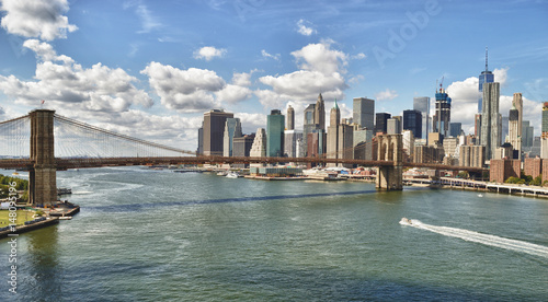Panorama of Brooklyn Bridge at sunny day. © mshch