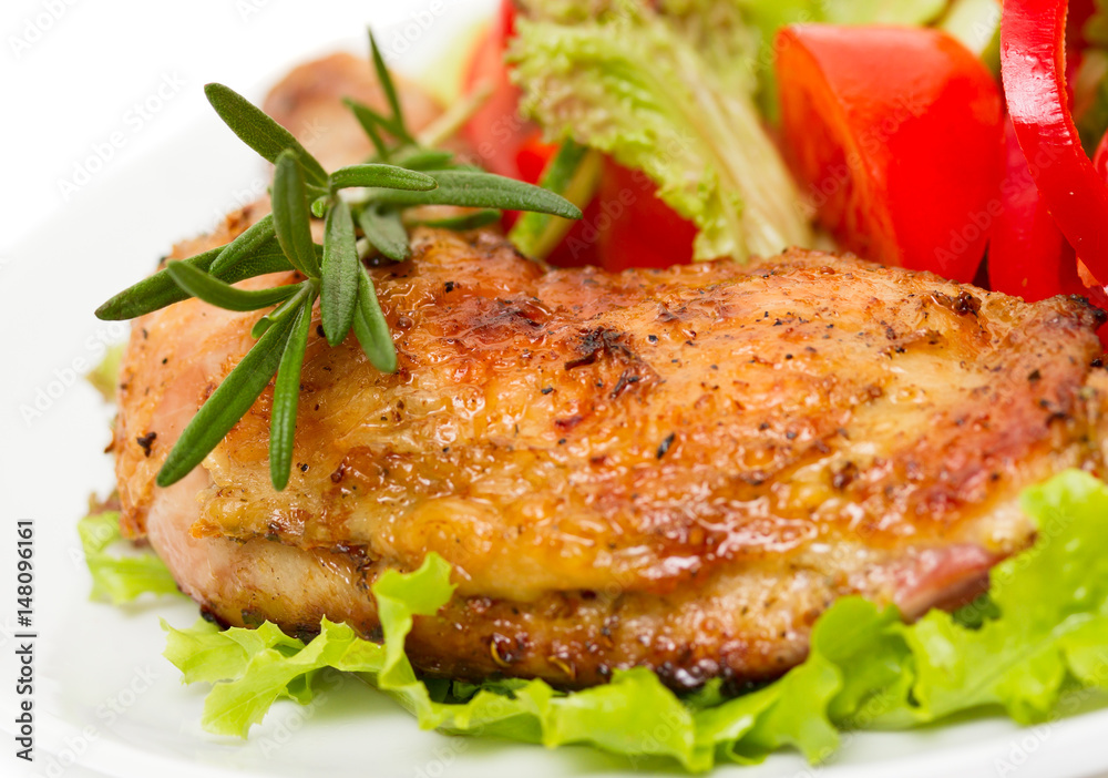 Roasted chicken with vegetable salad and herbs Roasted chicken with vegetable salad and herbs