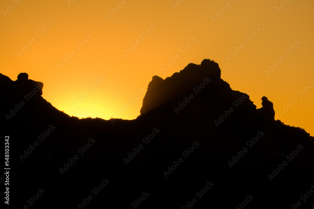 A Golden Sunset over Praying Monk on Camelback Mountain, Phoenix