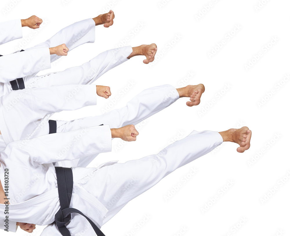 Kicks foot sportsman is beating in karategi collage Kicks foot sportsman is beating in karategi collage