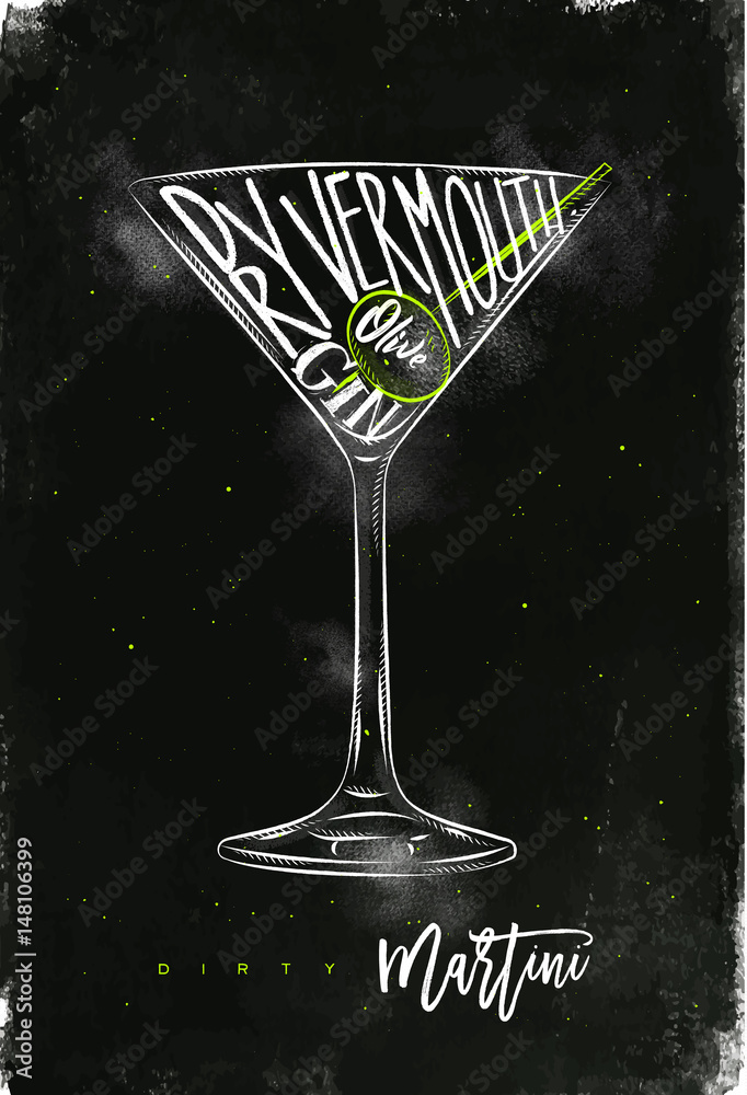 Dirty martini cocktail chalk color