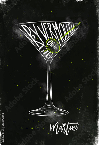 Obraz na płótnie Dirty martini cocktail chalk color w salonie