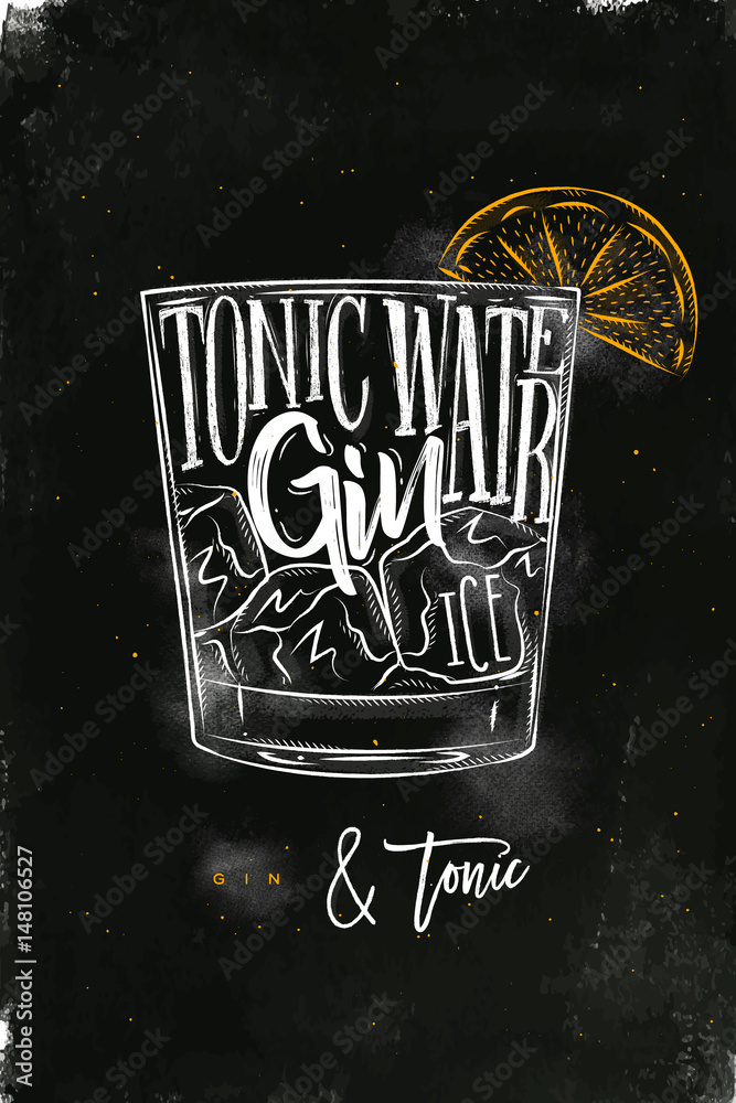 Gin tonic cocktail chalk color